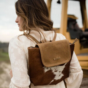 Myra Bag Hair-On Brown & White‎ Cowhide Backpack One Size